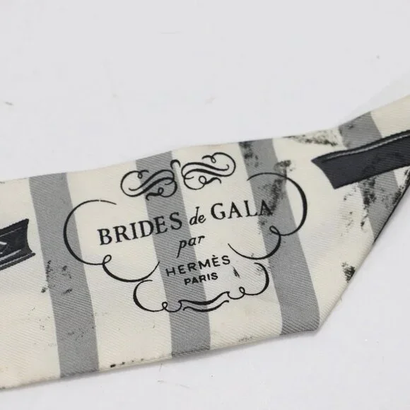 Hermes Brides de GALA Twilly Ceremonial White/Black/Grey
